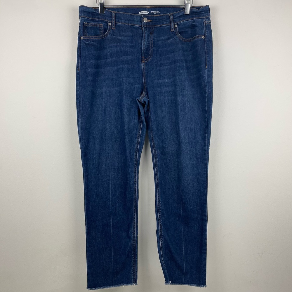 Old Navy The Power Jean Perfect Straight Ankle Raw Hem Jeans Size 14